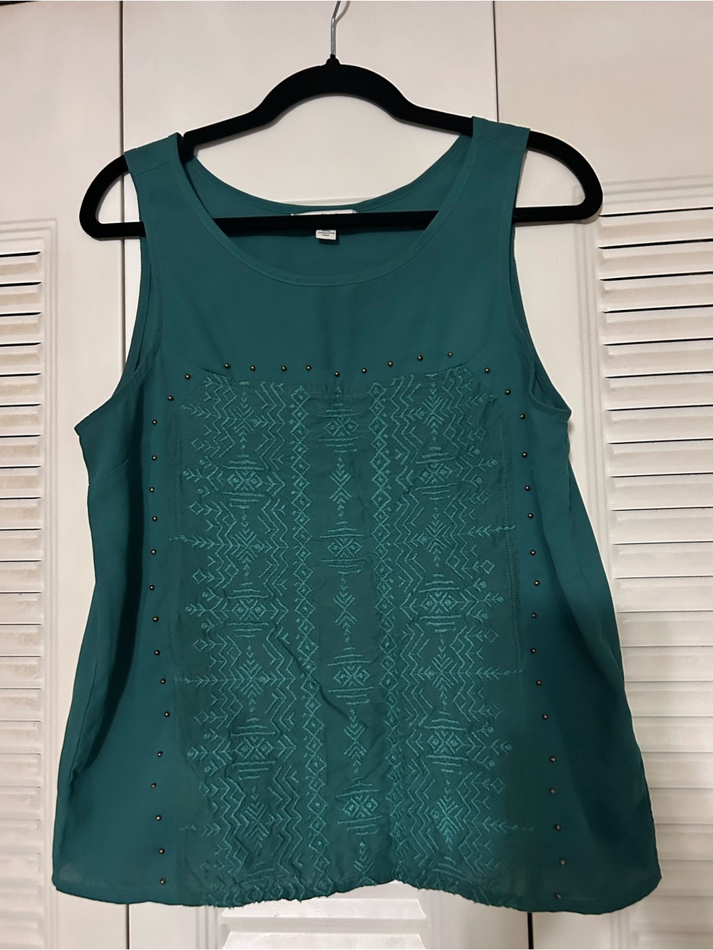 American Eagle Outfitters Teal Embroidered Studded Tank Top Women’s Small Petite